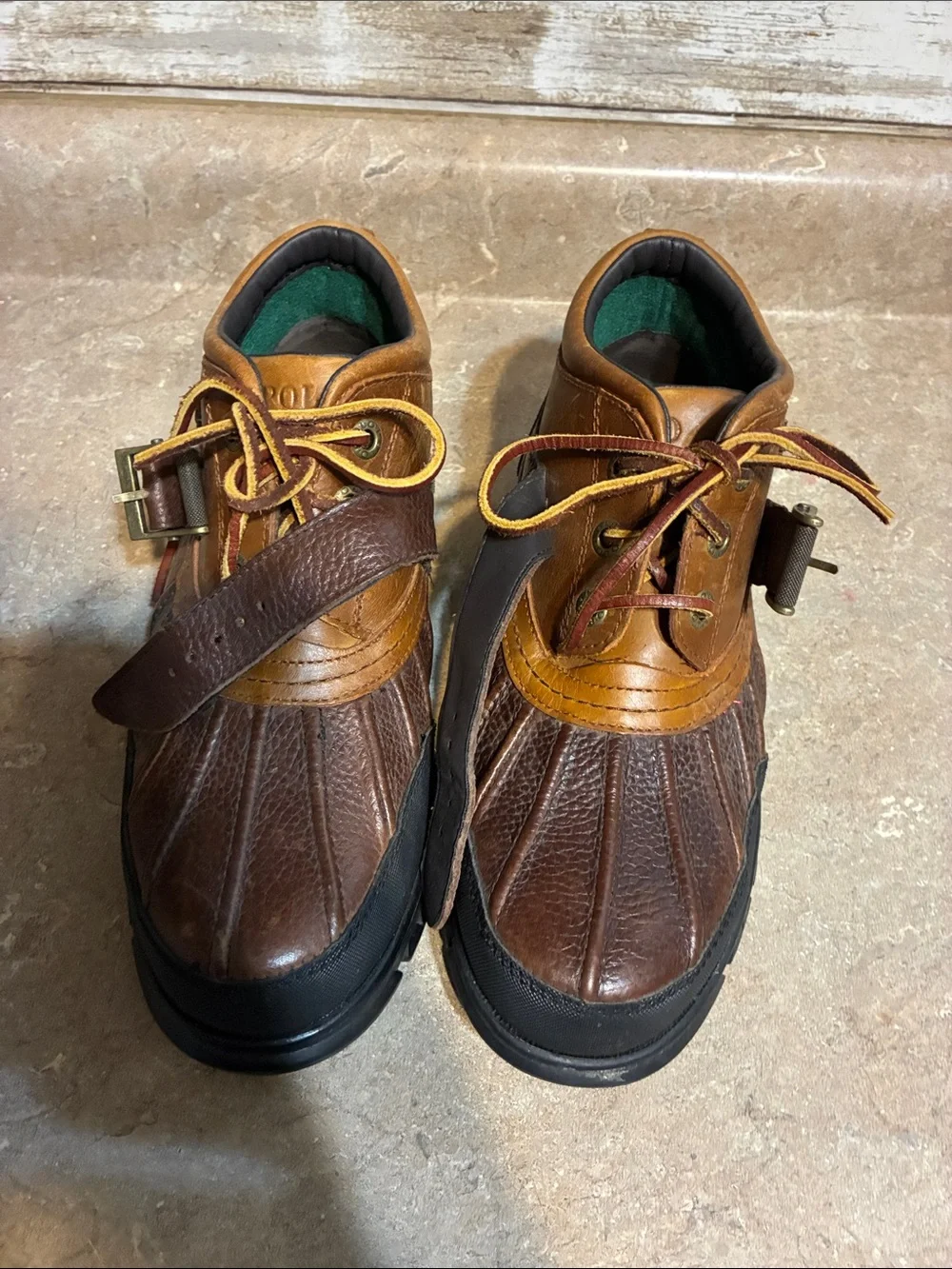 Polo by Ralph Lauren Dover 3 8D 8 D Brown & Tan Leather Duck Boots Hiking Boots
